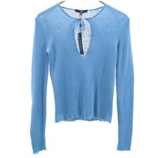 Maglia GUCCI Gucci Made in Italy lino manica lunga S blu donna vecchia...