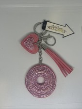 portachiavi donna cuore lettera O Strass brillantini anello e moschettone