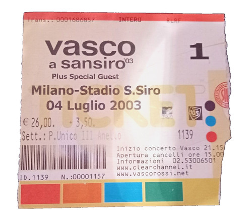 Biglietto concerto vasco rossi - biglietto,