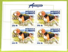 A0511 - GIBUTI - FOGLIO timbro ERRORE ERRORE ERRATO - 2018 Natura Animali CANI Beagle
