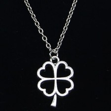 Collana con Quadrifoglio Portafortuna Argento catena ciondolo Regalo Uomo Donna