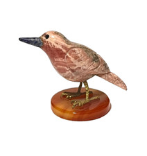 ARTE ORIENTALE COLLEZIONE UCCELLINO DI RODONITE SODALITE SU BASE DI AGATA