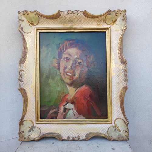 Dipinto olio legno ritratto - olio,