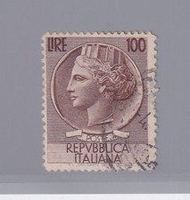 Repubblica 1954Turrita L.100 bruno dent. 13¼ x12 (N° 747/I) SPL e raro (412/s43)
