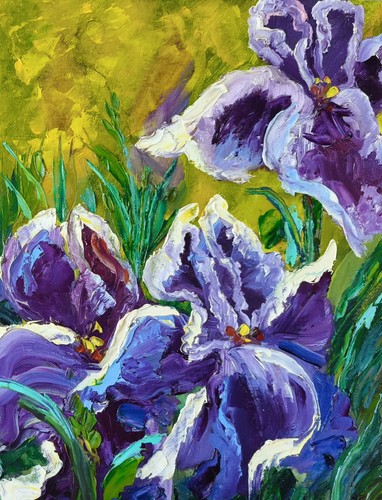 Dipinto olio iris - , viola