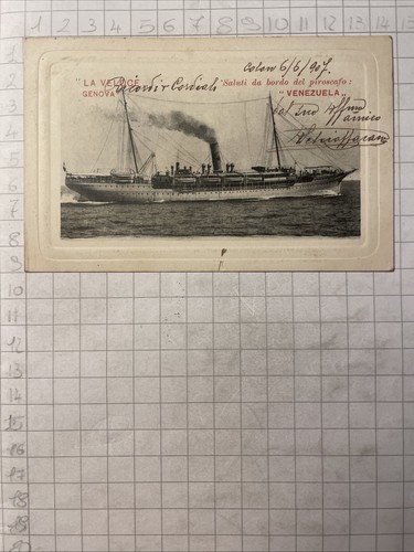 Antica cartolina postale - postale, nave