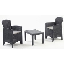 Salottino Akita 2 Posti Antracite, Set da Esterno compatto con Cuscini Inclusi