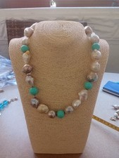 collana Argento 925 Turchese Naturale E Perle Scaramazze