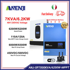 6200W/7000VA Inverter Solare Off Grid Ibrido MPPT 110A/120A 230V 48V 450/500VDC