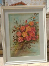 QUADRO CLASSICO DIPINTO A MANO OLIO SU TELA IMMAGINE FIORI