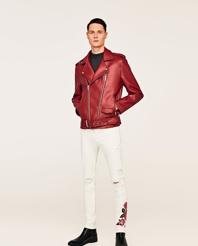 Giacca biker zara - zara, rossa