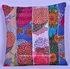 Floreale Indiano Etnico Arte Decorativa Divano Cover Patchwork Kantha Cuscino