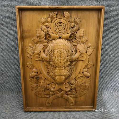 Testa bisonte legno - di,