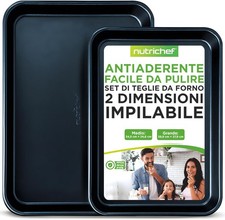 Nutrichef Set di Teglie da Forno per Biscotti, Pane, Pizza, Dolci, Focaccia, Teg