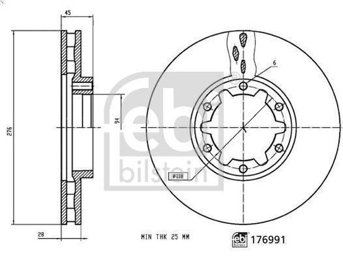 Disco freno febi 176991 - 1x,