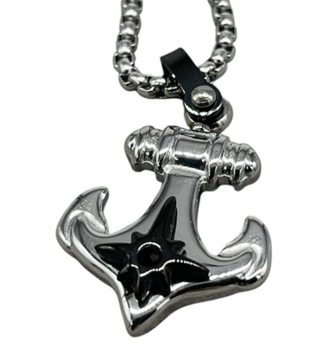 Collana uomo ancora grigia - collana,