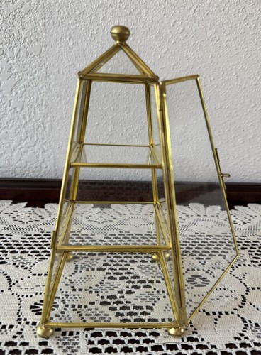 Vintage pyramid brass glass - vintage,