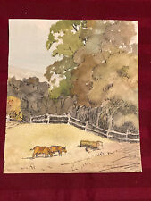 RARE ANCIENT WATERCOLORS : signed on front - XVIII century - Tuscany countryside