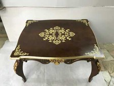 TAVOLINO DA SALOTTO RETTANGOLARE IN LEGNO NOCE E ORO