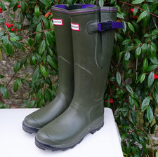 Stivali Wellington Hunter Balmoral foderati in neoprene taglia 5 regolabili stivali verdi