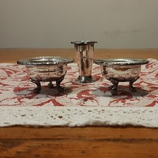 SET SALE E PEPE SALIERA COPPIA ARGENTO 800 CRISTALLO MOLATO PORTASTUZZICADENTI