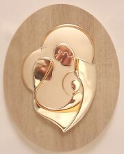 SACRA FAMIGLIA MODERNA ARGENTO cm21x15 LEGNO cm29x23 QUADRO SACRO ICONE SACRE