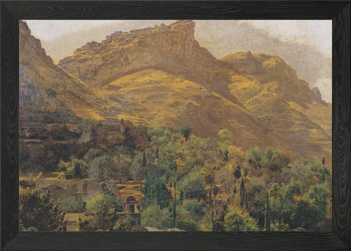 Quadro paesaggio villaggio - , di