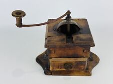 Antico Macina Caffè Del XIX Sec. Macinino In Legno E Ferro A Manovella