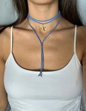 Collana choker scamosciato stella marina ciondolo dorato acciaio donna ragazza
