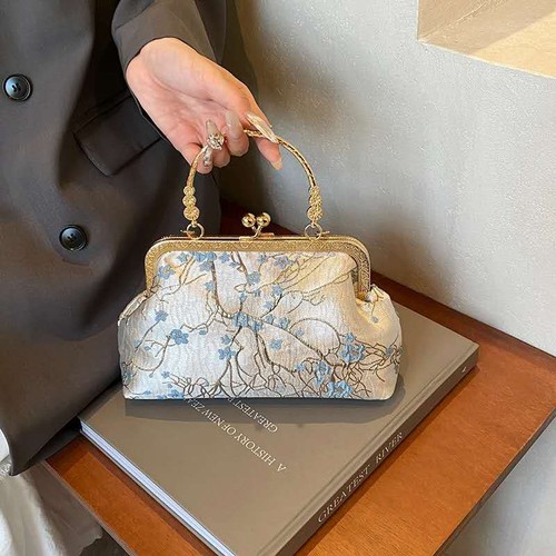 Borsa mano broccata floreale - borsa, a