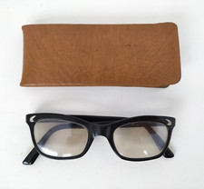 Montatura occhiali Celluloide Nero vintage anni '50 '60 custodia usati-69B