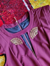 Abito corto rosso amaranto con applicazioni, by MANGANO, Tg.44