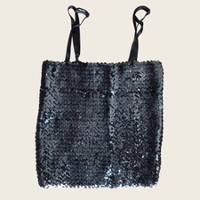 Top corto nero paillettes S