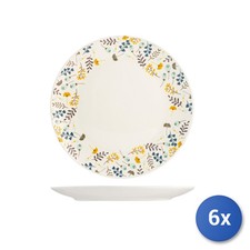 6x Piatti Piani In Porcellana