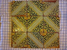 9 riggiole mattonelle ceramica antiche spessore 2 cm napoletane verdi lotto132