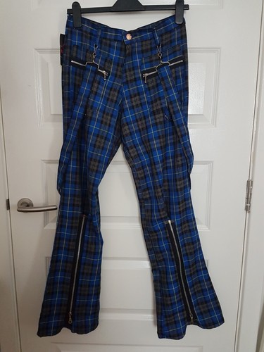 Pantalone bondage tartan blu