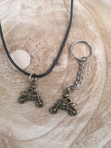 Motocross keyring necklace - keyring,