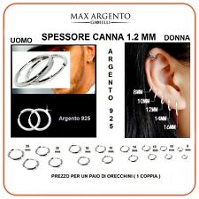 Orecchini Cerchio Cerchietto in Argento 925‰ Unisex Canna 1.2m x8 A 25m Diametro