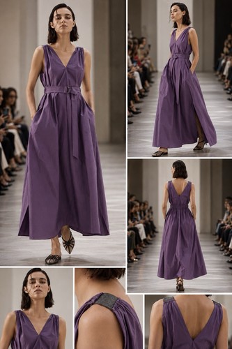 Maxi abito viola - , brunello