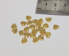 10pz charms ciondoli piastrina mini cuore in acciaio inox 5x6mm colore oro