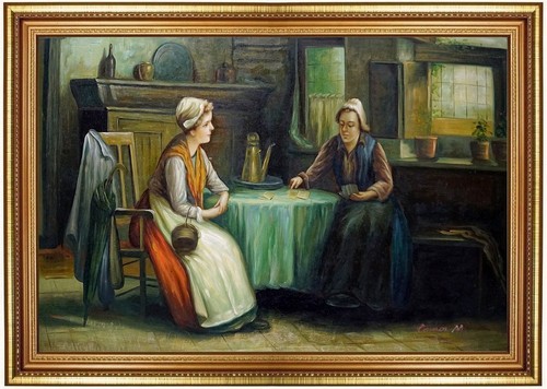 Quadro olio lettore carte - lettore,