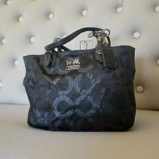 Borsa a tracolla Coach Mia in lurex metallizzato firmata nera rara difficile da trovare