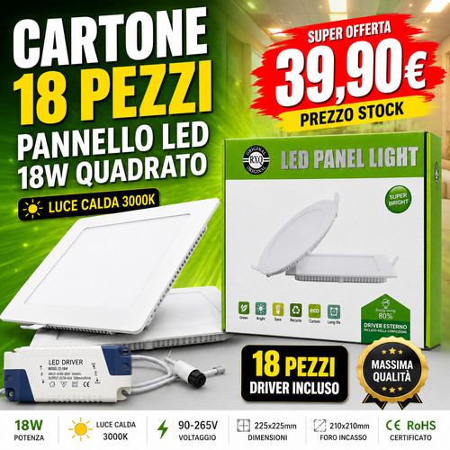 Cartone pannello led 18w - pz,