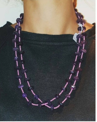 Collana ametista e perline - in,