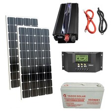 Kit Fotovoltaico 2 KW Pwm Inverter 2000W Pannello Solare 200W Batteria 120 Amp