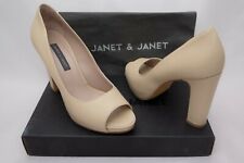 SCARPE DONNA JANET & JANET ORIGINALI DECOLLETE OPEN TOE BEIGE TACCO TAGLIA 39