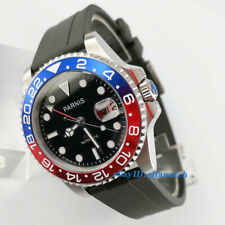 Orologio uomo automatico 40mm PARNIS quadrante nero zaffiro titanio lunetta ceramica GMT 