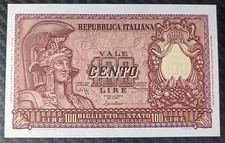 100 LIRE  ITALIA ELMATA DI CRISTINA 31/12/1951 FDS