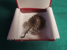 L68-SPILLA  ARGENTO 925  FILIGRANA-VINTAGE GIOIELLO JEWELS SILVER REGALO FIORE