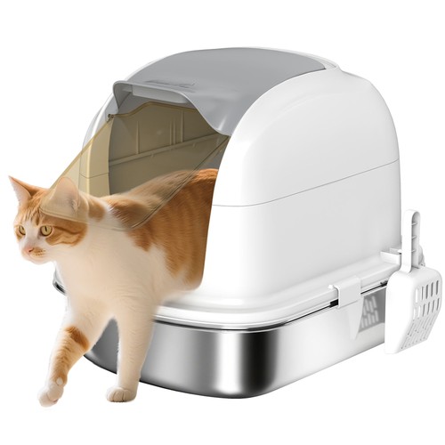 Pawhut lettiera gatto - lettiera, chiusa